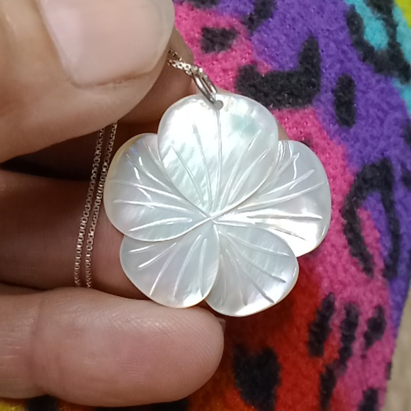 Italy Sterling Silver Carved Mother Of Pearl #A241 - Picture 7 of 9